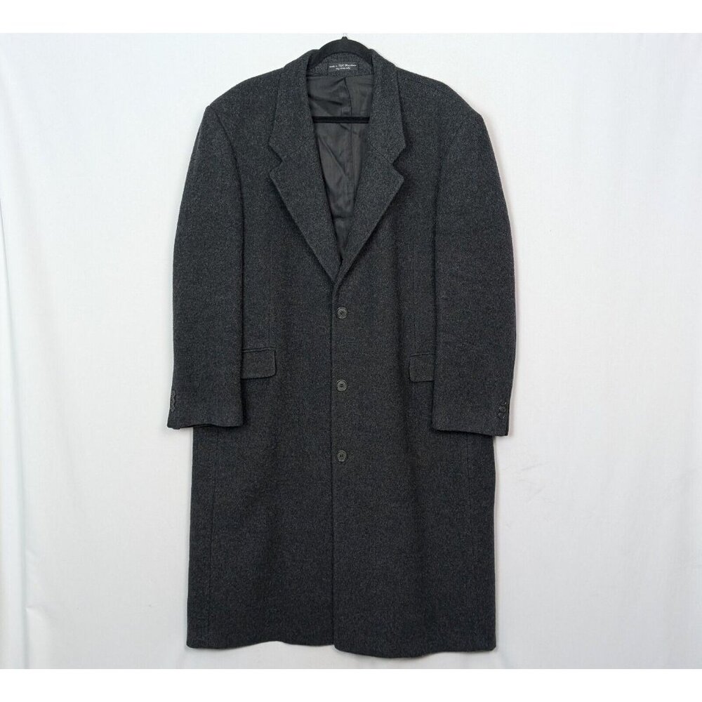 Vintage Chaps Ralph Lauren Men's XXL Charcoal Gray Wool Long Overcoat Jacket